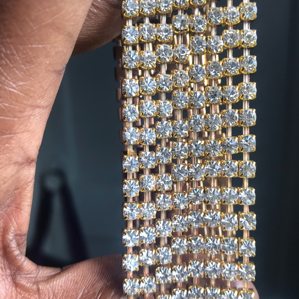 Not Your Average Gold Alloy Rhinestone Cuff 1 1/8” - Picture 5 of 8